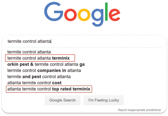 google autocomplete termite control atlanta