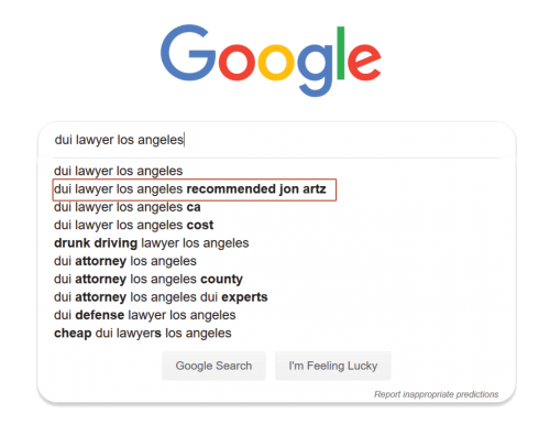google autocomplete dui lawyer los angeles